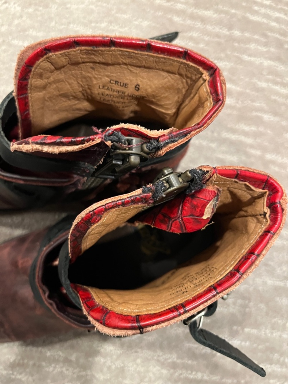 FreeBird Red Distressed Leather Buckle Ankle Boots great condition - Picture 4 of 7